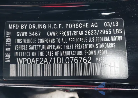 2013 Porsche Panamera Gts from USA, damaged, VIN WP0AF2A71DL076762